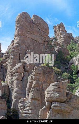 Formations de pinacle de rhyolite au Chiricahua National Monument Banque D'Images