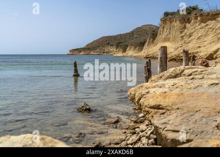 Amérique du Nord, Caraïbes, Grande Antilles, Île d'Hispaniola, République dominicaine, province de Monte Cristi, San Fernando de Monte Cristi, côte calcaire à Montecristi Banque D'Images