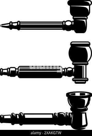 Pipe spéciale pour fumer du cannabis médical, du chanvre, de l'herbe, de la marijuana Illustration de Vecteur