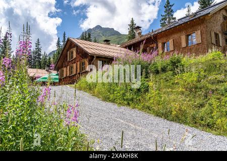 Europe, Austria, Verwall, Tyrol, Anton am Arlberg, Fasultal, Konstanzer Hütte Banque D'Images