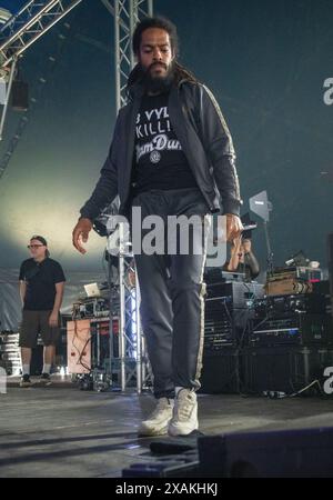 bob vylan préforme au festival Slam dunk 2024, Hatfield Park, Hertfordshire, UK Banque D'Images