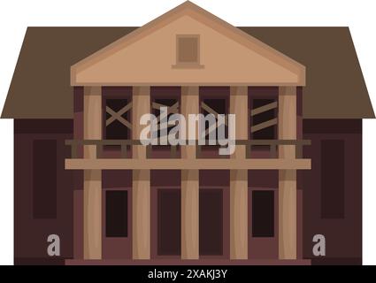 Bâtiment abandonné, apparemment de l'époque néoclassique, tombe en délabrement Illustration de Vecteur
