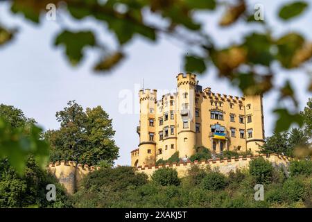 Europe, Allemagne, Allemagne du Sud, Bavière, Füssen, vue sur le château de Hohenschwangau Banque D'Images