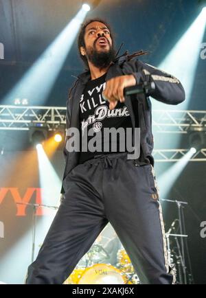 bob vylan préforme au festival Slam dunk 2024, Hatfield Park, Hertfordshire, UK Banque D'Images