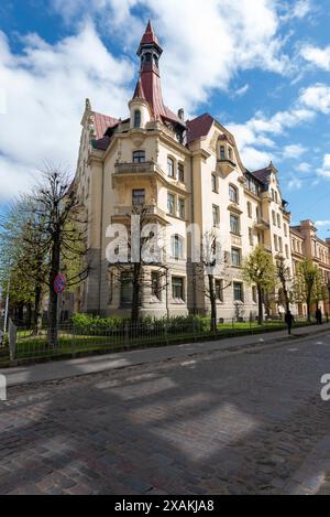 Bâtiments Art Nouveau sur Alberta iela à Riga, site du patrimoine mondial de l'UNESCO, Riga, Lettonie Banque D'Images