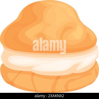 Cette illustration présente une bouffée à la crème avec une croûte brun dorée et une garniture sucrée, parfaite pour les projets sur le thème de la boulangerie ou du dessert Illustration de Vecteur