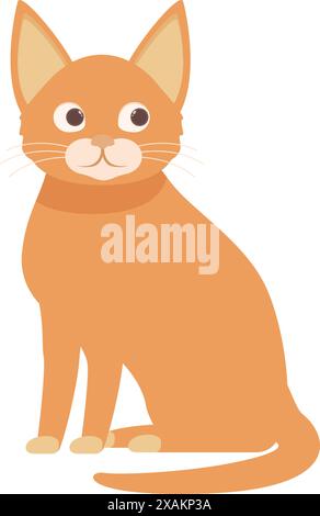 Charmante illustration d'un chat tabby orange mignon assis et regardant vers le haut avec curiosité, parfait pour les conceptions liées aux animaux de compagnie Illustration de Vecteur