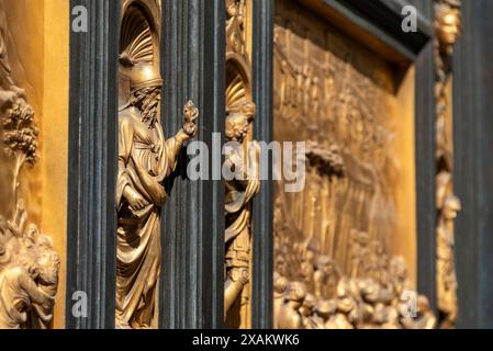 Paradise Gate au baptistère de la cathédrale Santa Maria del Fiore à Florence, Italie Banque D'Images