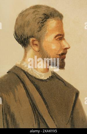 Philippe Melanchthon (1497-1560) Réformateur religieux allemand. Portrait. Chromolithographie. Historia Universal, par Cesar Cantu. Volume VIII publié à Barcelone, 1886. Banque D'Images