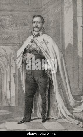 Francisco de Paula Antonio de Borbon (1794-1865) Infante d'Espagne. Fils de Charles IV d'Espagne et de Marie-Luise de Parme. Portrait. Dessin de B. Blanco. Lithographie de J. Donon. Reyes Contemporaneos. Volume I. publié à Madrid, 1855. Banque D'Images