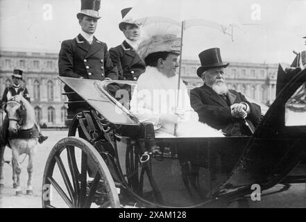 Reine de Hollande, premier ministre Falliers, 1912. Montre le président Clement Armand Fallières et la reine Wilhelmine des pays-Bas, à Versailles, en France, en juin 1912. Banque D'Images