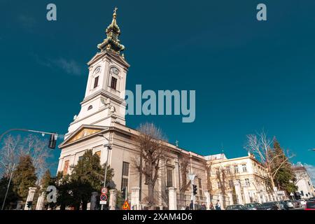 Belgrade, Serbie - 8 fév 2024 : L'église Cathédrale de préparé Michel l'Archange est une église cathédrale orthodoxe serbe dans le centre de Belgrade, Ser Banque D'Images