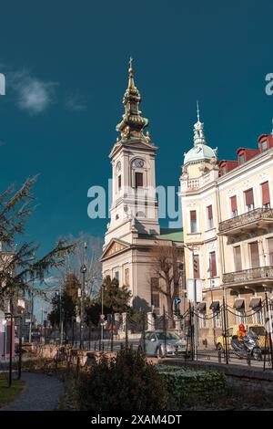 Belgrade, Serbie - 8 fév 2024 : L'église Cathédrale de préparé Michel l'Archange est une église cathédrale orthodoxe serbe dans le centre de Belgrade, Ser Banque D'Images