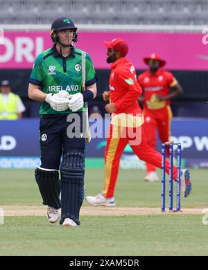 NewYork, États-Unis. 7 juin 2024. Coupe du monde de cricket masculin de l'ICC Canada v IRLANDE Canada gagné par 12 courses le Canada a fait 137 pour 7 en 20 overs. Et l'Irlande 125 -7 au Nassu County International Cricket Stadium, East Meadow, NY. Dans l'image : crédit : Seshadri SUKUMAR/Alamy Live News Banque D'Images