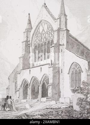 West End of Snettisham Church, Norfolk, 1815. Banque D'Images