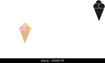 Crème glacée dans un style de bande dessinée lumineux. Vecteur de crème glacée dans de belles couleurs isolé sur fond blanc. Illustration de Vecteur
