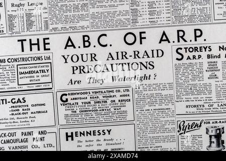 L'ABC de la section ARP pour In the Daily mail (réplique) 4 septembre 1939, sur le déclenchement de la seconde Guerre mondiale. Banque D'Images