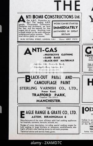 Annonces pour les articles de raid aérien dans le Daily mail (réplique) 4 septembre 1939, sur le déclenchement de la seconde Guerre mondiale. Banque D'Images