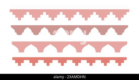 Bordures abstraites arabes. Lignes de toiture bohème simples. Forme d'arc marocain. Illustrations vectorielles. Illustration de Vecteur