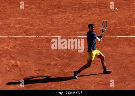 Roland Garros, 07 juin 2024 : Carlos Alcaraz (ESP) lors de l'Open de France 2024. Alamy Live News/Corleve Banque D'Images