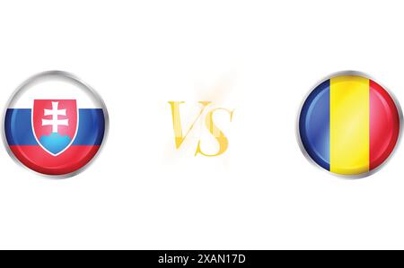 Slovaquie vs Roumanie match concept avec drapeau rond Illustration de Vecteur