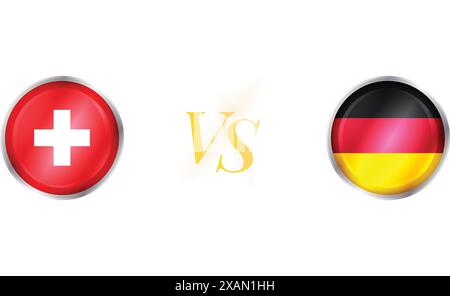 Suisse vs Allemagne match concept avec drapeau rond Illustration de Vecteur