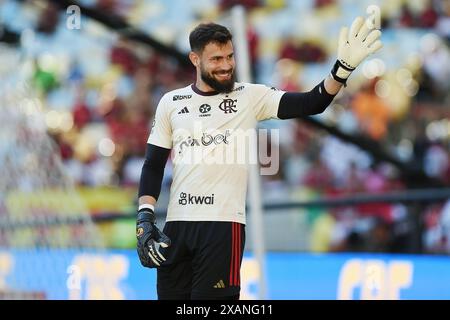 Rio de Janeiro, 2 juin 2024. Le gardien Matheus Cunha de l'équipe Flamengo, lors d'un match contre l'équipe Vasco, pour les champions brésiliens Banque D'Images