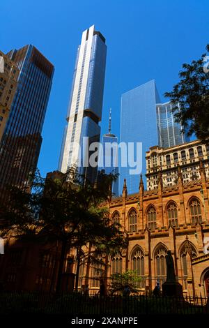 World Trade Center dans Lower Manhattan et Financial District par une soirée ensoleillée, New York, NY. USA. Banque D'Images