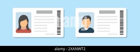 Icône de permis de conduire dans un style plat. Illustration vectorielle de document d'identification sur fond isolé. Concept commercial de signe de carte de profil. Illustration de Vecteur