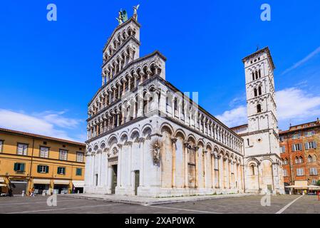 Lucques, Toscane, Italie. Église San Michele in Foro. Banque D'Images
