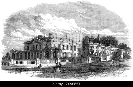 Gunton Hall, Norfolk, siège de Lord Suffield, visité par le prince et la princesse de Galles, 1865. 'Ce manoir, dont nous présentons une vue, prise par Messrs Mason et Co., de Norwich et Old Bond-Street, est un bâtiment moderne, très agréablement situé au milieu d'un parc de plus de 1000 acres dans l'étendue, bien boisé et garni de gibier. Il se trouve sur la route principale de Norwich à Cromer, seize miles de la première et environ quatre de la seconde, un point d'eau bien connu, dont Lord Suffield est seigneur du manoir. Gunton est presque le point le plus au nord-est du comté de Nor Banque D'Images