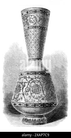 The Loan Collection, South Kensington Museum : vase en verre émaillé opaque (russe), 1868. Tiré de "Illustrated London News", 1868. Banque D'Images