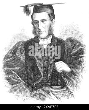 Le révérend James John Hornby, M.A., nouveau directeur général du Collège Eton, 1868. Gravure d'après une photographie de Messrs. Hills et Saunders. Le révérend J. J. Hornby est né en 1826, à Winwick. Il a fait ses études à Eton, sous la direction du révérend Dr Goodford, maintenant Provost ; et au Balliol College, Oxford, où, en 1849, il a pris une première classe en classiques, en plus de se distinguer dans les sports aquatiques et dans tous les exercices athlétiques. En 1849, il est devenu fellow de Brasenose et, en 1854, tuteur et principal de Bishop Cosen's Hall, à l'Université de Durham. De retour à Oxford en 1864, il devient maître de conférences classique à B. Banque D'Images