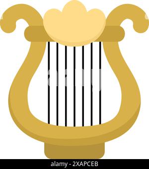 Icône de harpe jaune de vecteur. Mignon Saint Patrick Day ou sirène illustration d'instrument de musique. Clipart de fête nationale irlandaise isolé sur fond blanc Illustration de Vecteur