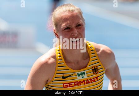 Anjuli KNAESCHE (VfB Stuttgart, ALLEMAGNE), Pole Vault Women, Stabhochsprung Frauen ITA, Leichtathletik, athlétisme, Championnats d'Europe d'athlétisme Rome 24, Leichtathletik Europameisterschaften, 08.06.2024, Foto : Eibner-Pressefoto/Jan Papenfuss Banque D'Images