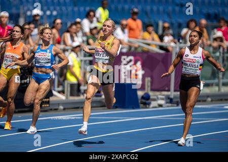 Lisa MAYER (Sprintteam Wetzlar, ALLEMAGNE), 100m femme, 100m Frauen ITA, Leichtathletik, athlétisme, Championnats d'Europe d'athlétisme Rome 24, Leichtathletik Europameisterschaften, 08.06.2024, Foto : Eibner-Pressefoto/Jan Papenfuss Banque D'Images