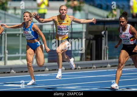 Lisa MAYER (Sprintteam Wetzlar, ALLEMAGNE), 100m femme, 100m Frauen ITA, Leichtathletik, athlétisme, Championnats d'Europe d'athlétisme Rome 24, Leichtathletik Europameisterschaften, 08.06.2024, Foto : Eibner-Pressefoto/Jan Papenfuss Banque D'Images