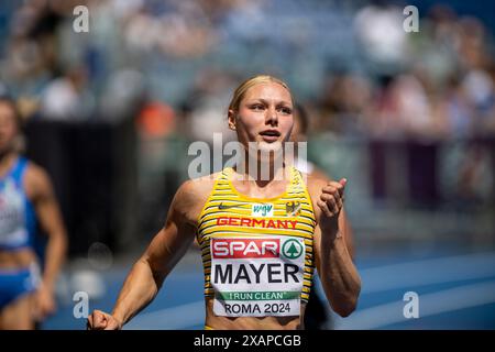 Lisa MAYER (Sprintteam Wetzlar, ALLEMAGNE), 100m femme, 100m Frauen ITA, Leichtathletik, athlétisme, Championnats d'Europe d'athlétisme Rome 24, Leichtathletik Europameisterschaften, 08.06.2024, Foto : Eibner-Pressefoto/Jan Papenfuss Banque D'Images