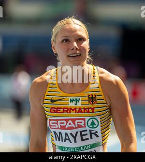 Lisa MAYER (Sprintteam Wetzlar, ALLEMAGNE), 100m femme, 100m Frauen ITA, Leichtathletik, athlétisme, Championnats d'Europe d'athlétisme Rome 24, Leichtathletik Europameisterschaften, 08.06.2024, Foto : Eibner-Pressefoto/Jan Papenfuss Banque D'Images