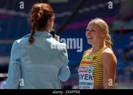 Lisa Mayer (Sprintteam Wetzlar, Allemagne), 100m féminin (100m Frauen), ITA, Leichtathletik, Athlétisme, Championnats d'Europe d'athlétisme Rome, Leichtathletik Europameisterschaften ROM 2024, 08.06.2024, Foto : Eibner-Pressefoto/Stefan Mayer Banque D'Images