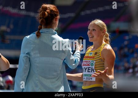 Lisa Mayer (Sprintteam Wetzlar, Allemagne), 100m féminin (100m Frauen), ITA, Leichtathletik, Athlétisme, Championnats d'Europe d'athlétisme Rome, Leichtathletik Europameisterschaften ROM 2024, 08.06.2024, Foto : Eibner-Pressefoto/Stefan Mayer Banque D'Images