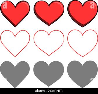 Ensemble de différentes formes de coeur Illustration de Vecteur