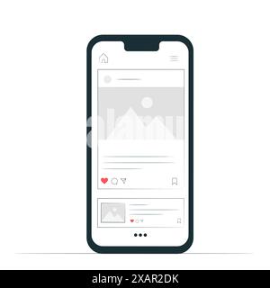 Smartphone sur fond blanc. Médias sociaux Instagram. Illustration de Vecteur