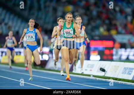 Rome, Italie. 07 juin 2024. Rome, Italie, 7 juin 2024 : Sharlene Mawdsley (Irlande) lors du relais 4x400 mètres au cours des Championnats d'Europe d'athlétisme 2024 au Stadio Olimpico à Rome, Italie. (Daniela Porcelli/SPP) crédit : SPP Sport Press photo. /Alamy Live News Banque D'Images