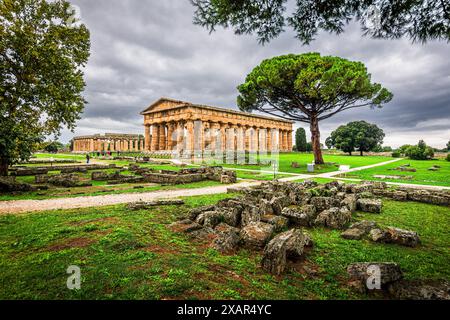 Temple de Hera à Paestum, Italie. Banque D'Images