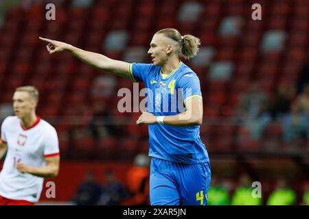 Varsovie, Pologne. 07 juin 2024. Maksym Talovierov de l'Ukraine vu lors des amitiés internationales entre la Pologne et l'Ukraine au PGE Narodowy. Score final ; Pologne 3:1 Ukraine. (Photo de Maciej Rogowski/SOPA images/Sipa USA) crédit : Sipa USA/Alamy Live News Banque D'Images