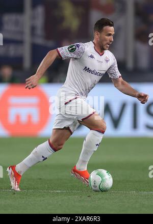 Athènes, Grèce, 29 mai 2024. Arthur Melo de l'ACF Fiorentina lors du match de l'UEFA Europa Conference League à l'AEK Arena, Athènes. Le crédit photo devrait se lire : Jonathan Moscrop / Sportimage Banque D'Images