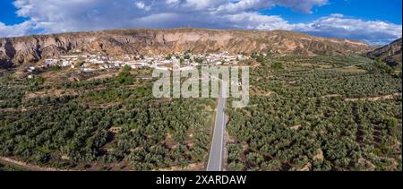 Gorafe, vallée de la rivière Gor, région de Guadix, Géoparc de Grenade, province de Grenade, Andalousie, Espagne. Banque D'Images