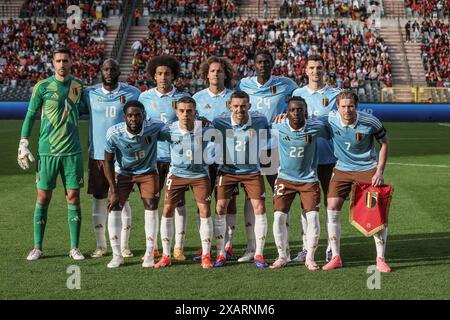 Bruxelles, Belgique. 08 juin 2024. Les joueurs belges photographiés au début d'un match amical entre l'équipe nationale belge de football Red Devils et l'équipe nationale du Luxembourg, au stade Roi Baudouin (stade Roi Baudouin - Koning Boudewijnstadion), à Bruxelles, samedi 08 juin 2024. Les Red Devils se préparent pour les prochains Championnats d'Europe Euro 2024 en Allemagne. BELGA PHOTO BRUNO FAHY crédit : Belga News Agency/Alamy Live News Banque D'Images