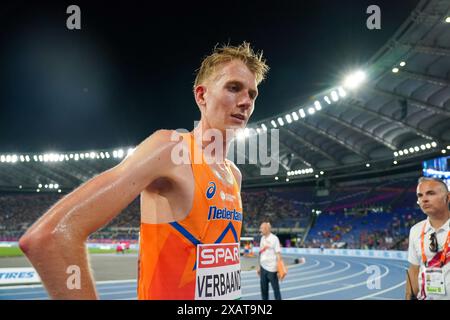 Rome, Italie. 08 juin 2024. ROME, ITALIE - 8 JUIN : Tim Verbaandert, des pays-Bas, participe à la finale du 5000 m masculin lors de la deuxième journée des Championnats d'Europe d'athlétisme - Rome 2024 au Stadio Olimpico le 8 juin 2024 à Rome, Italie. (Photo de Joris Verwijst/Agence BSR) crédit : Agence BSR/Alamy Live News Banque D'Images